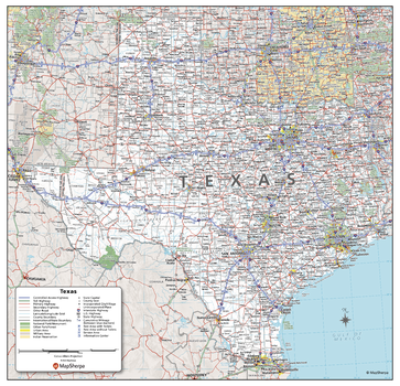 Texas State Wall Map - Poster
