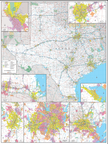 Texas State Wall Map - Extra Large
