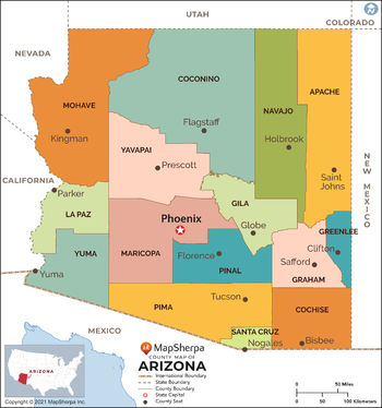 Arizona Counties Map - Large