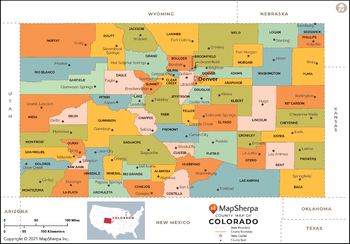 Colorado Counties Map - Standard