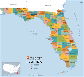 Florida Counties Map - Standard