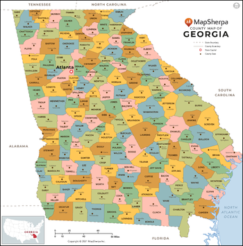 Georgia Counties Map - Standard