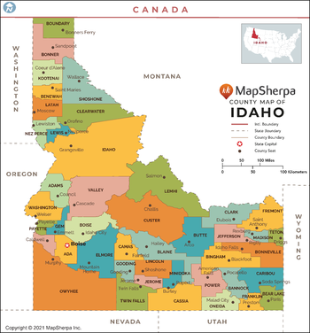 Idaho Counties Map - Standard