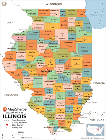 Illinois Counties Map - Standard