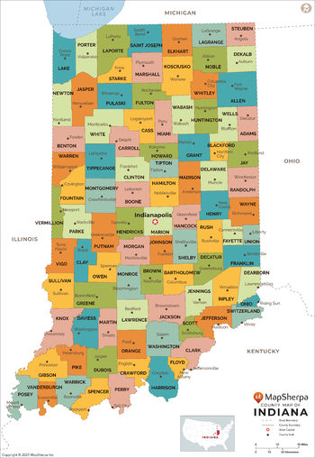 Indiana Counties Map - Extra Large