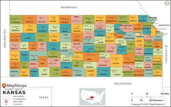 Kansas Counties Map - Extra Large