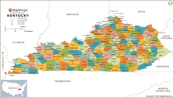 Kentucky Counties Map - Standard