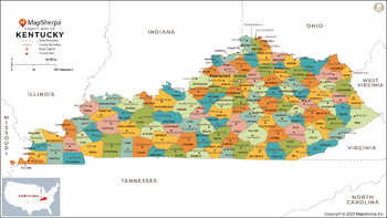 Kentucky Counties Map - Extra Large