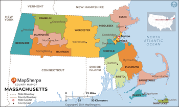 Massachusetts Counties Map - Large