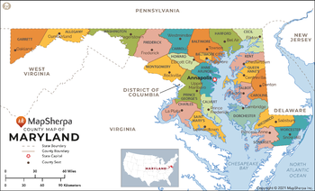 Maryland Counties Map - Standard