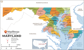 Maryland Counties Map - Large