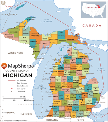 Michigan Counties Map - Standard