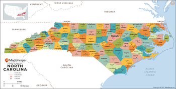 North Carolina Counties Map - Large