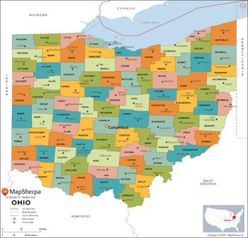 Ohio Counties Map - Standard