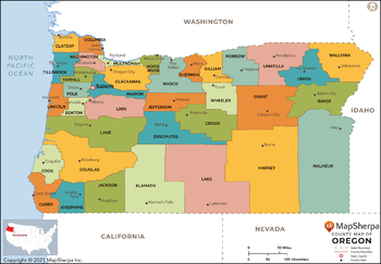Oregon Counties Map - Large
