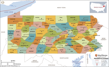 Pennsylvania Counties Map - Extra Large