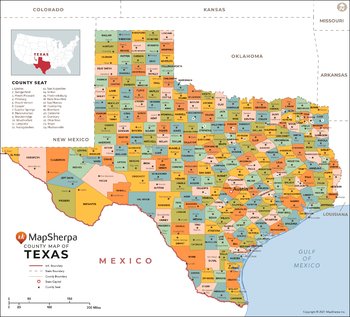 Texas Counties Map - Standard