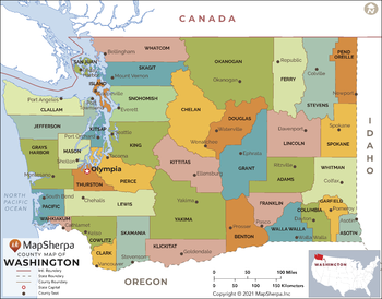 Washington Counties Map - Extra Large