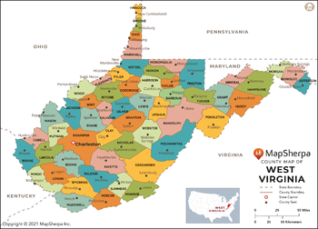 West Virginia Counties Map - Large