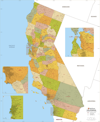 California ZIP Code Map with Counties - Extra Large