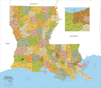 Louisiana ZIP Code Map with Counties - Extra Large