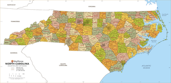North Carolina ZIP Code Map with Counties - Extra Large