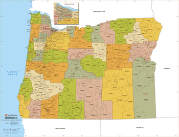 Oregon ZIP Code Map with Counties - Standard