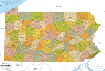 Pennsylvania ZIP Code Map with Counties - Extra Large