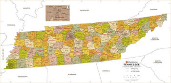 Tennessee ZIP Code Map with Counties - Standard