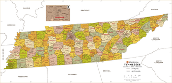 Tennessee ZIP Code Map with Counties - Large