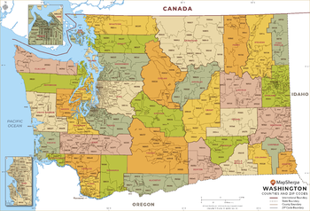Washington ZIP Code Map with Counties - Extra Large