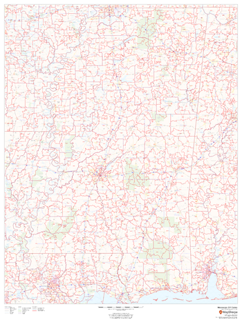 Mississippi ZIP Code Map