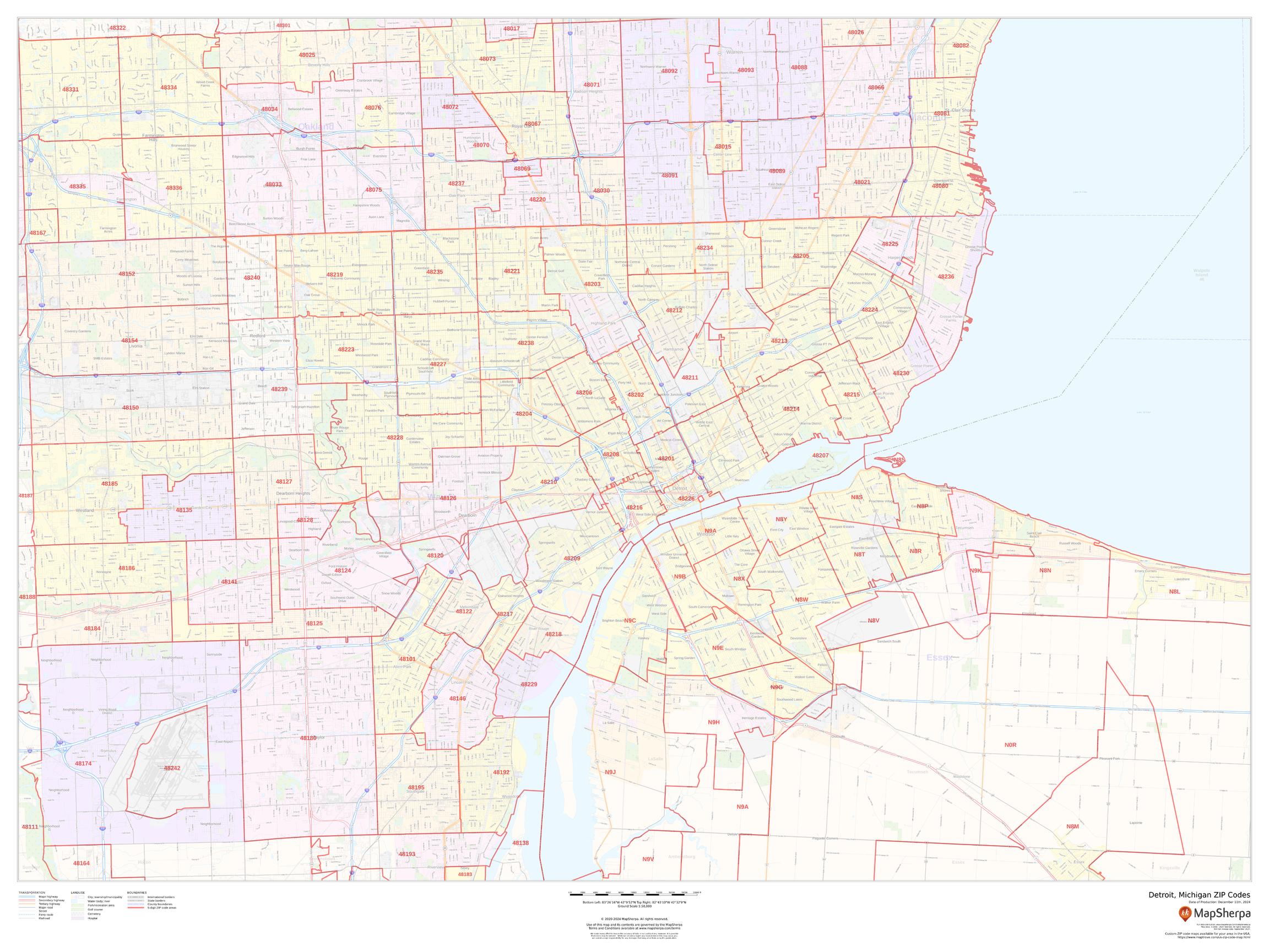 Zip Code Map Detroit Map With Cities 4068