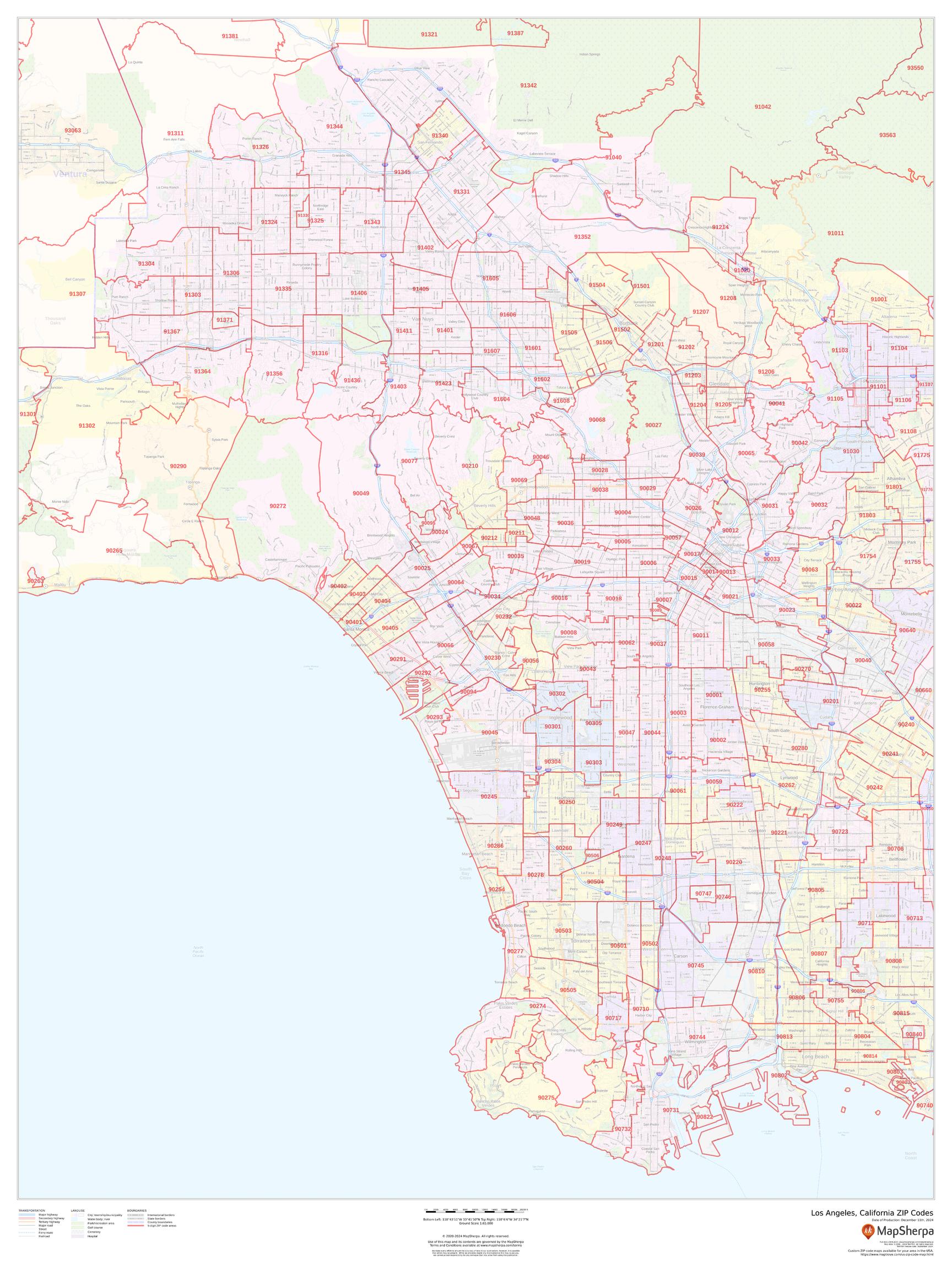 Los Angeles California Zip Code Map Los Angeles, California ZIP Codes