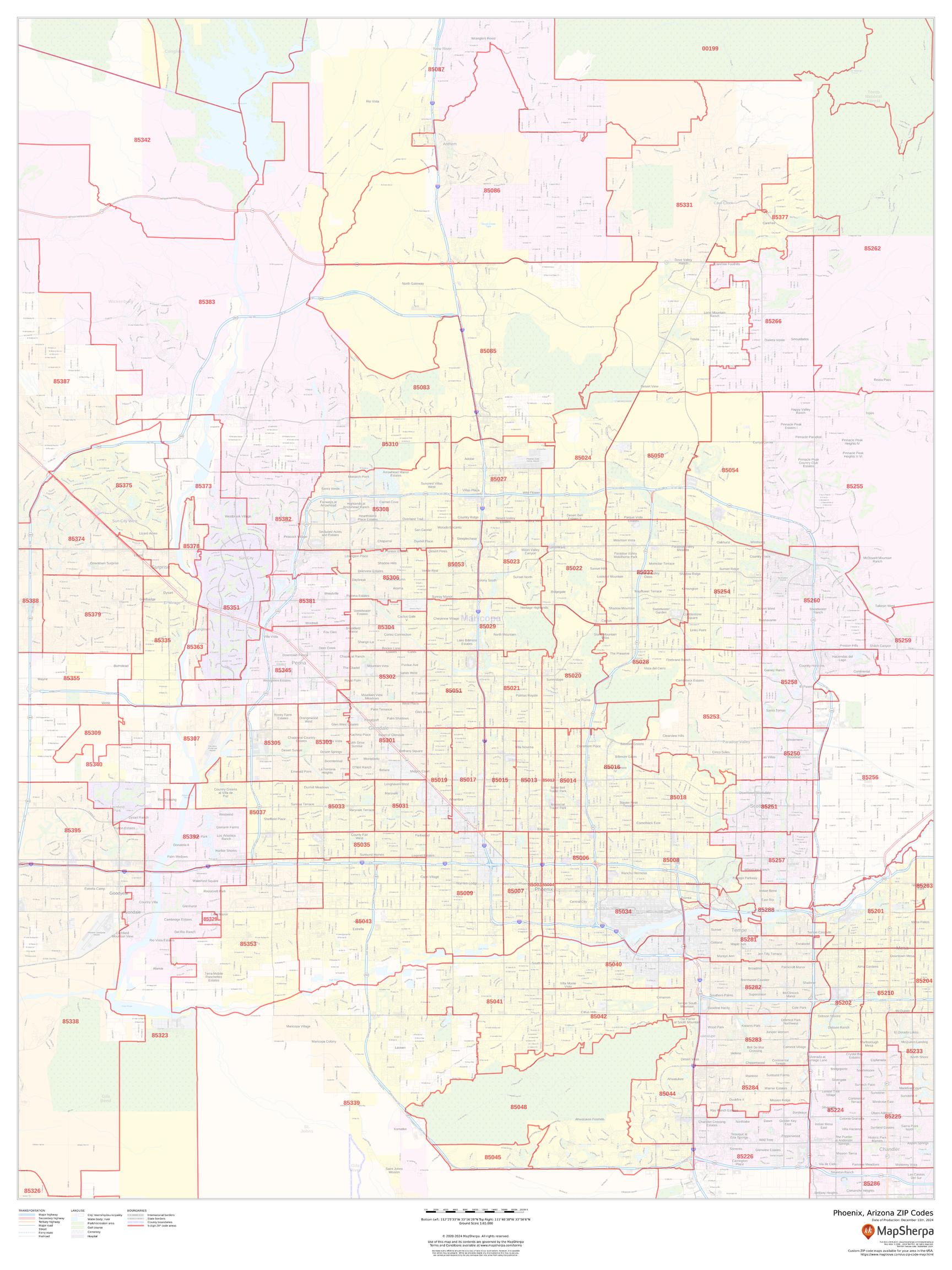 zip code map of phoenix Phoenix Arizona Zip Codes