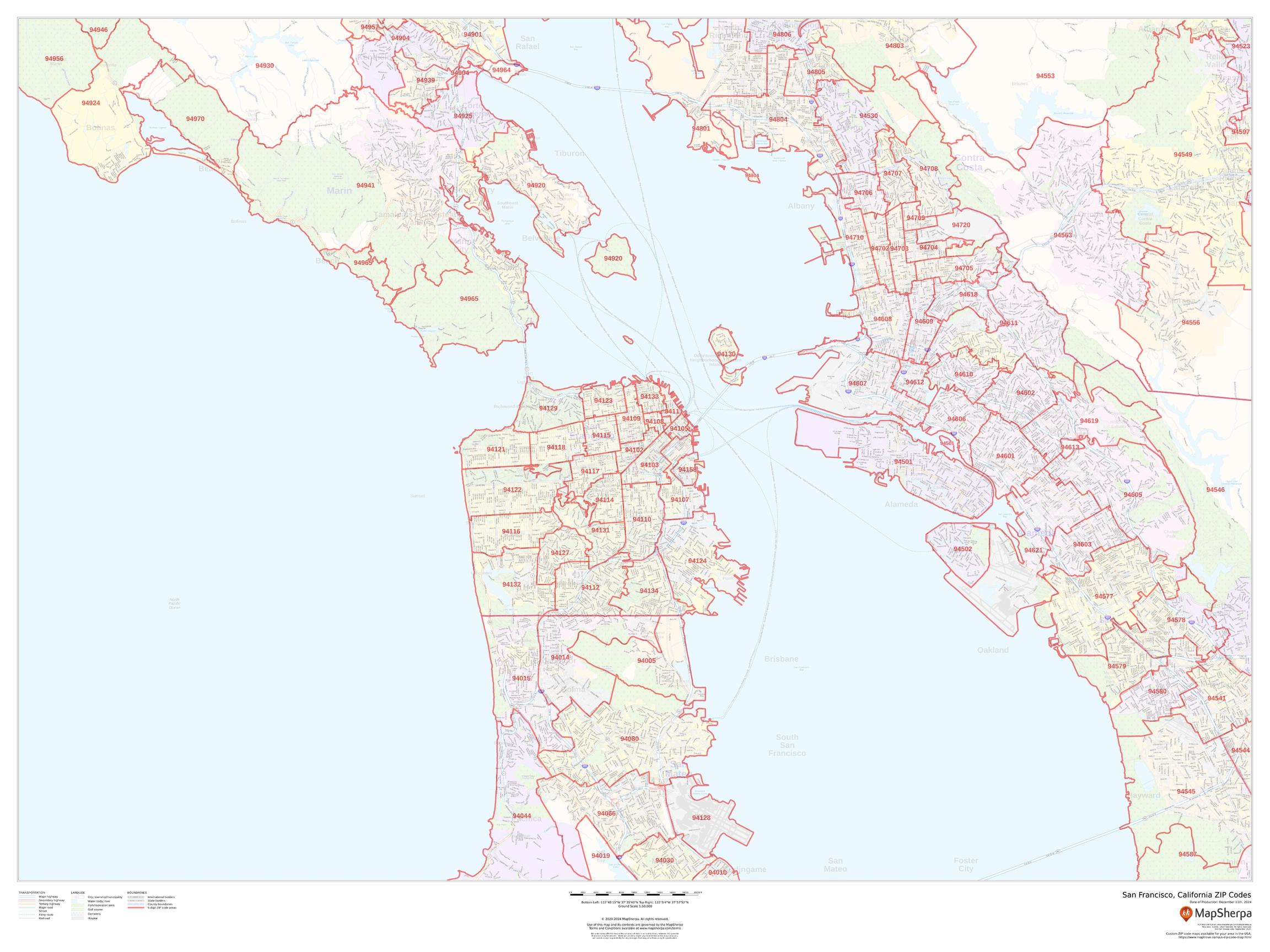 san francisco zip codes map San Francisco California Zip Codes san francisco zip codes map