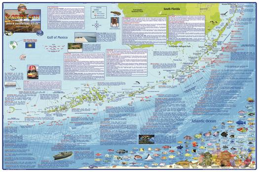 Florida Keys Dive Site Wall Map