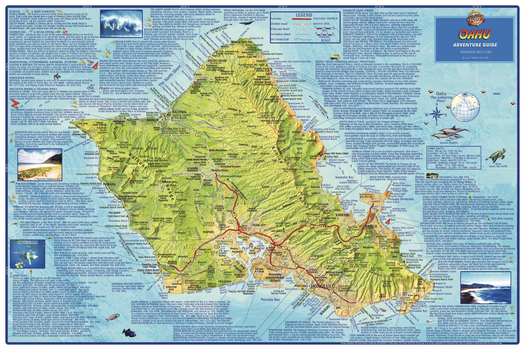 Oahu, Hawaii Wall Map