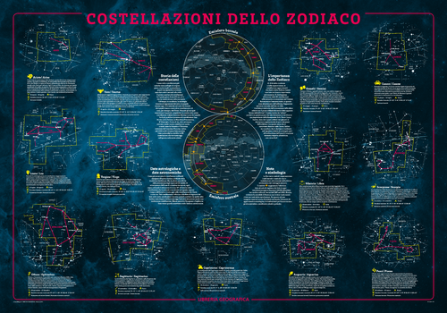 Constellation of the Zodiac Wall Map - Italian