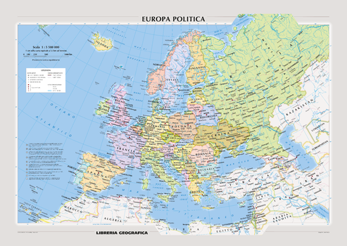 Political Europe Wall Map - Italian