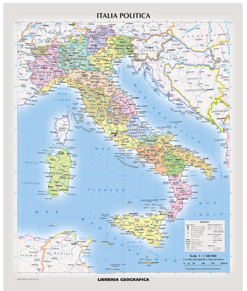 Political Italy Wall Map - Italian