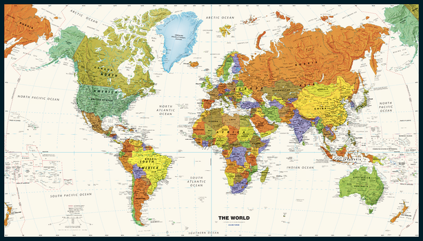 Contemporary World Wall Map - Large