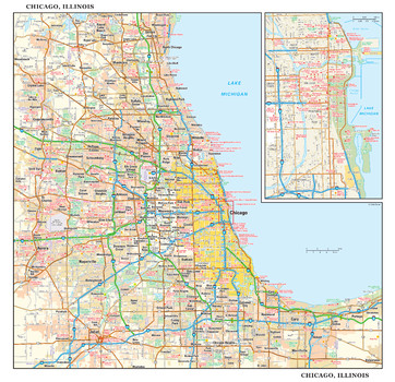 Chicago, Illinois Wall Map, small