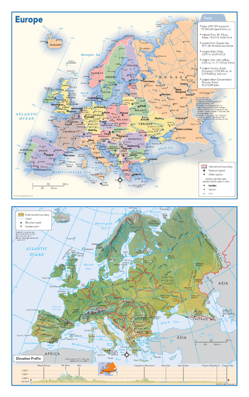 Europe Political & Physical Continent Map