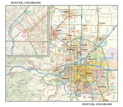 Denver, Colorado Wall Map, large