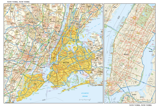 New York, New York Wall Map, large