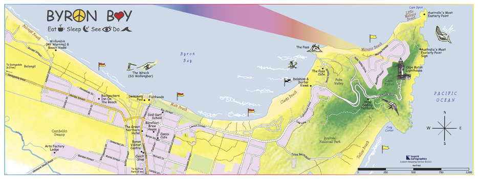 Byron Bay, Australia Traveler's Map