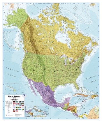 North America Political Wall Map