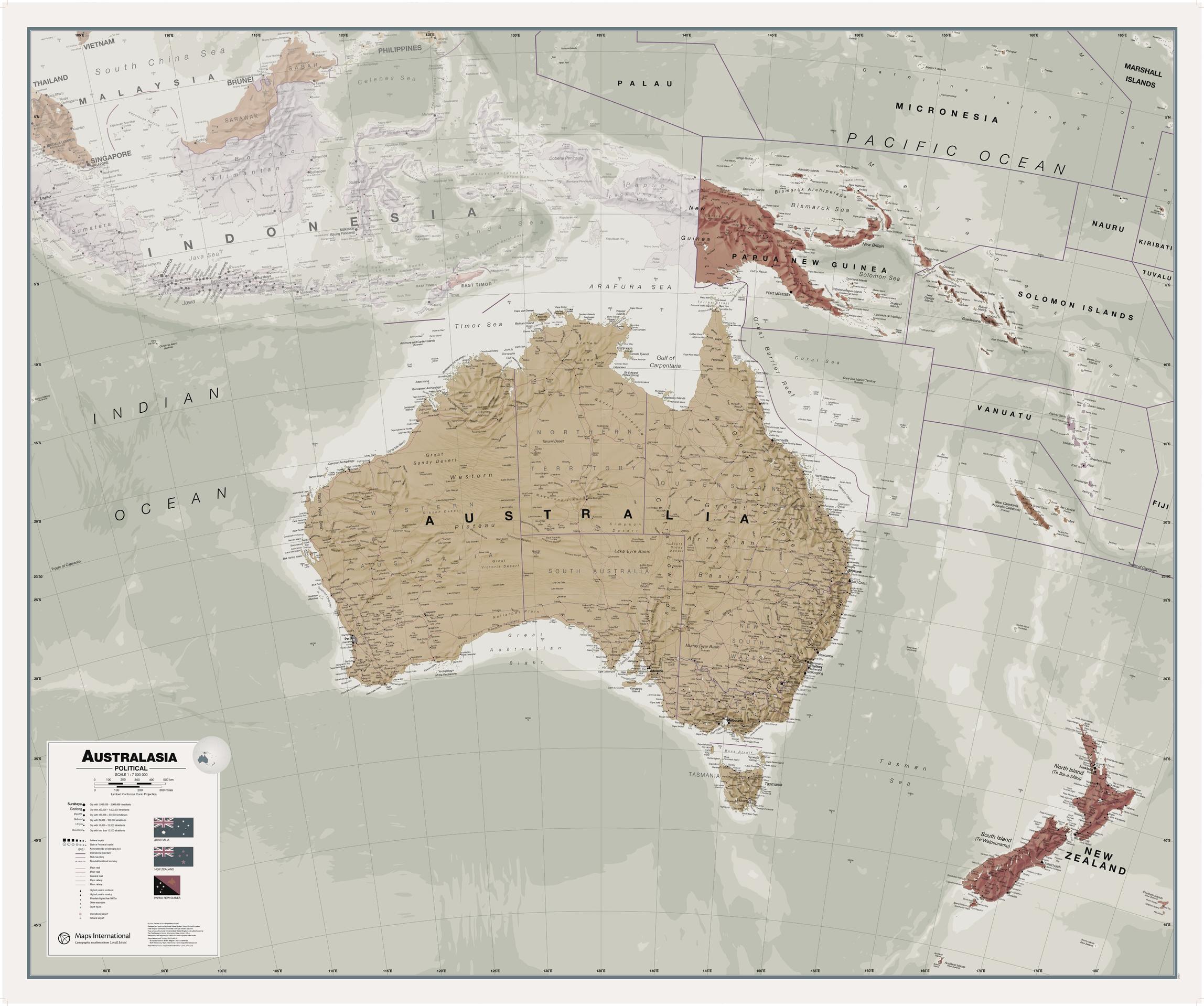 Executive Australasia Political Wall Map