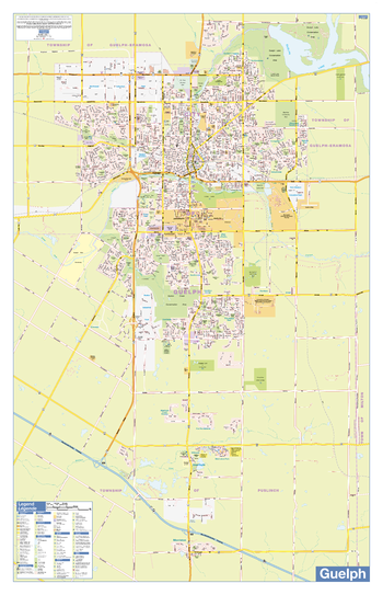 Guelph Wall Map - Street Detail